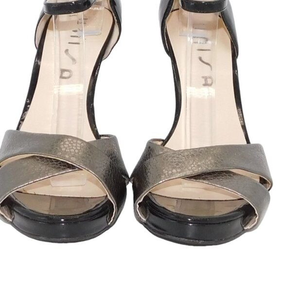 Unisa "Dedra" Black/Grey Patent Open Toe Heel - Picture 6 of 14